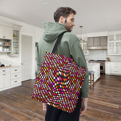Warped Red Checkered Canvas Tote Bag