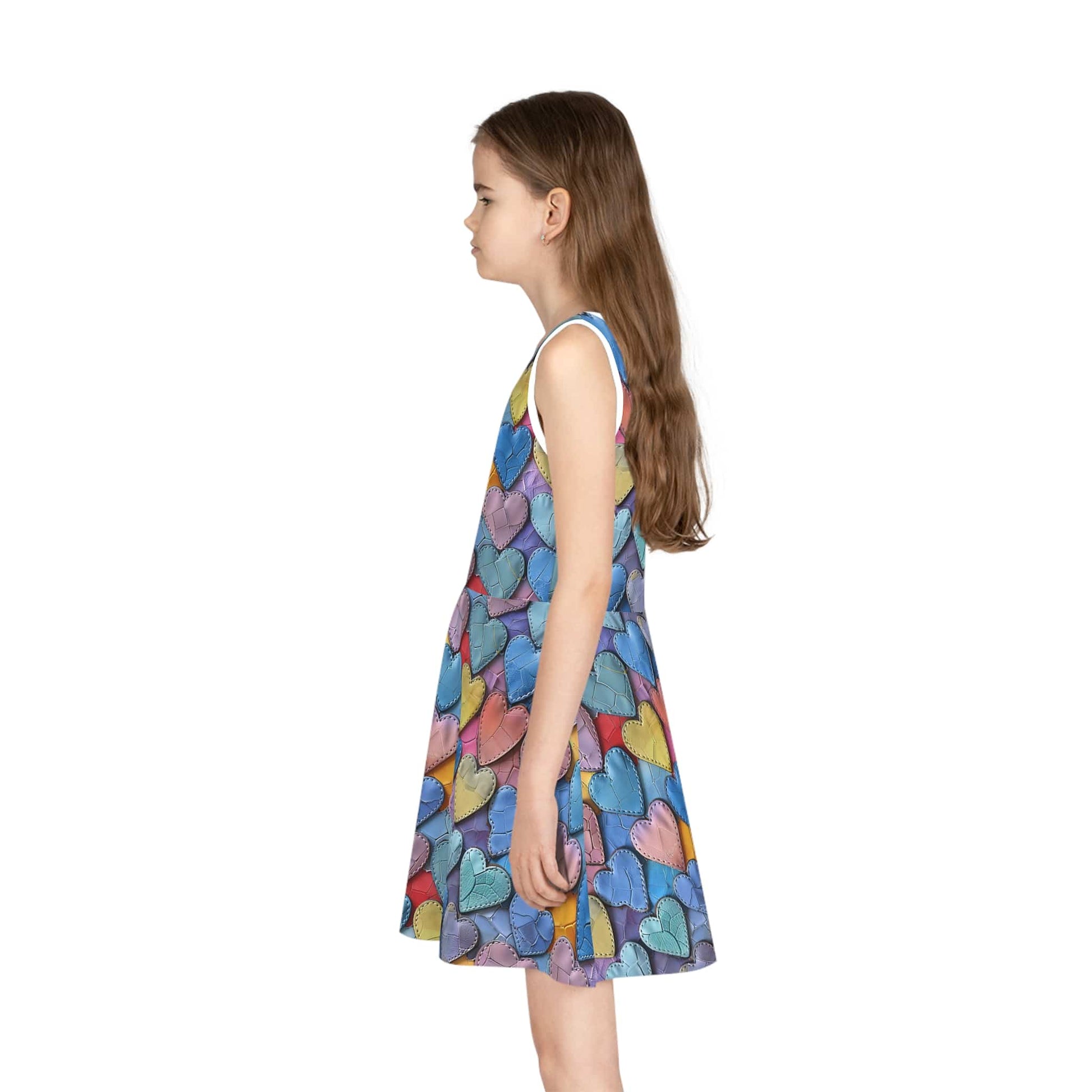 Color Pop Leather Hearts Girls' Sleeveless Sundress