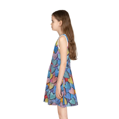 Color Pop Leather Hearts Girls' Sleeveless Sundress