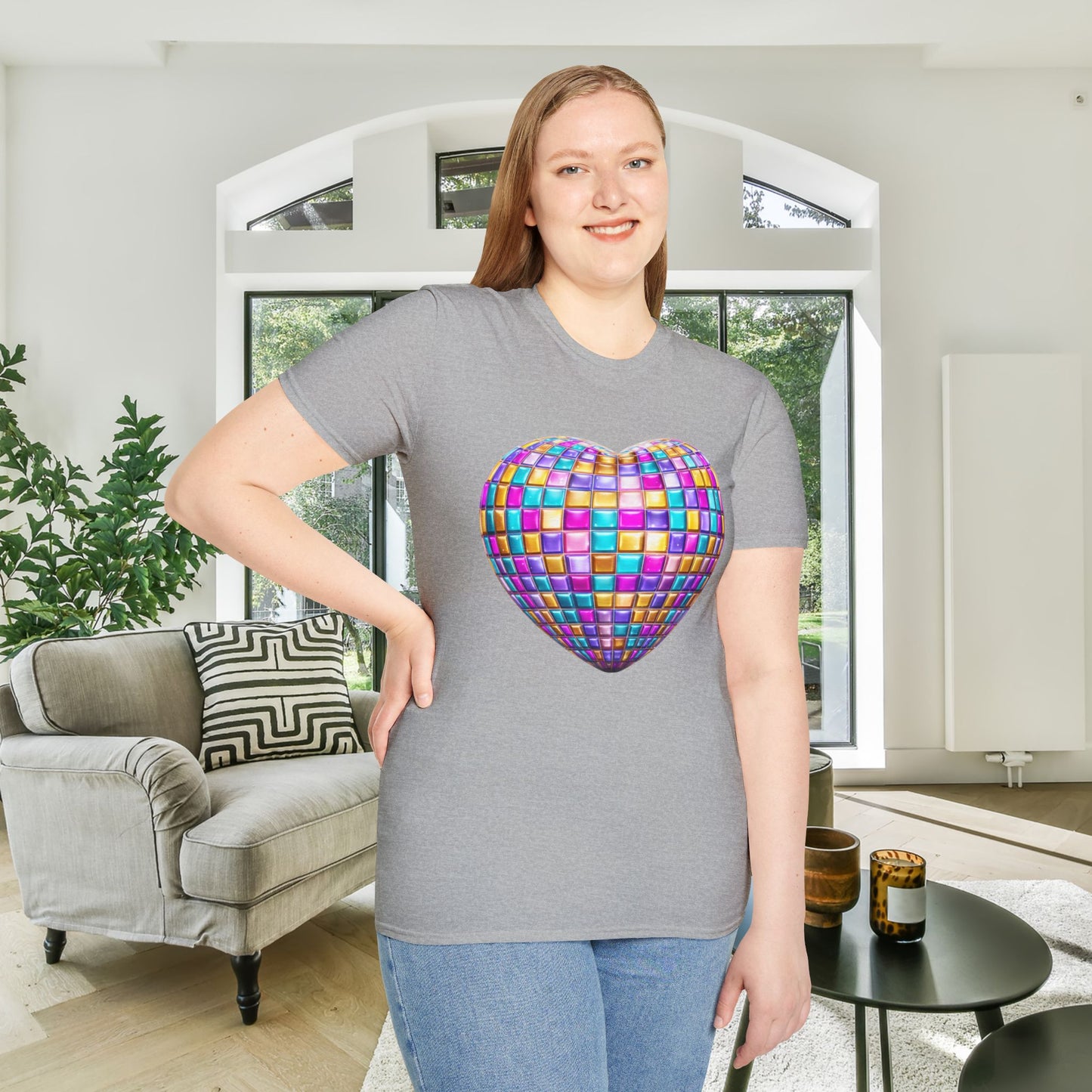 Heart in Blocks Adult T-shirt