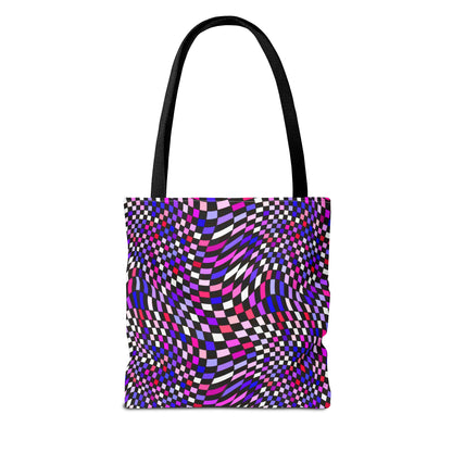 Warped Purple Checkered Canvas Tote Bag