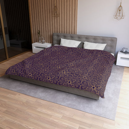 Golden Amethyst Radiance Mandala Microfiber Duvet Cover