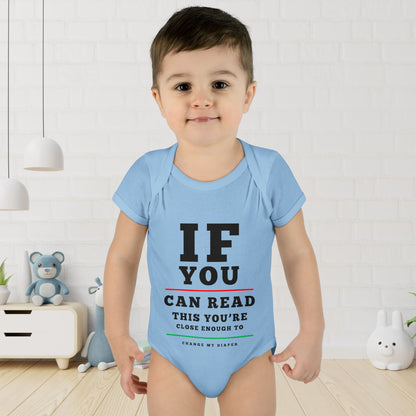If You Can Read This You're Close Enough To Change My Diaper Baby Rib Bodysuit
