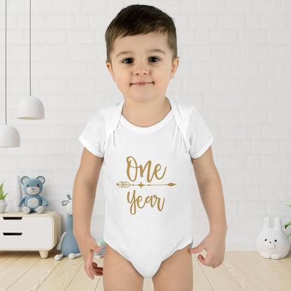 Golden Arrow Milestone Baby Bodysuit-One Year