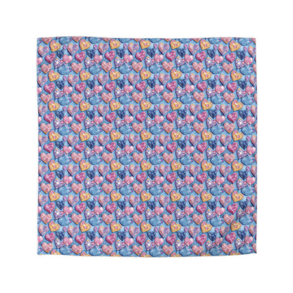 Color Pop Stitched Hearts Microfiber Duvet Cover