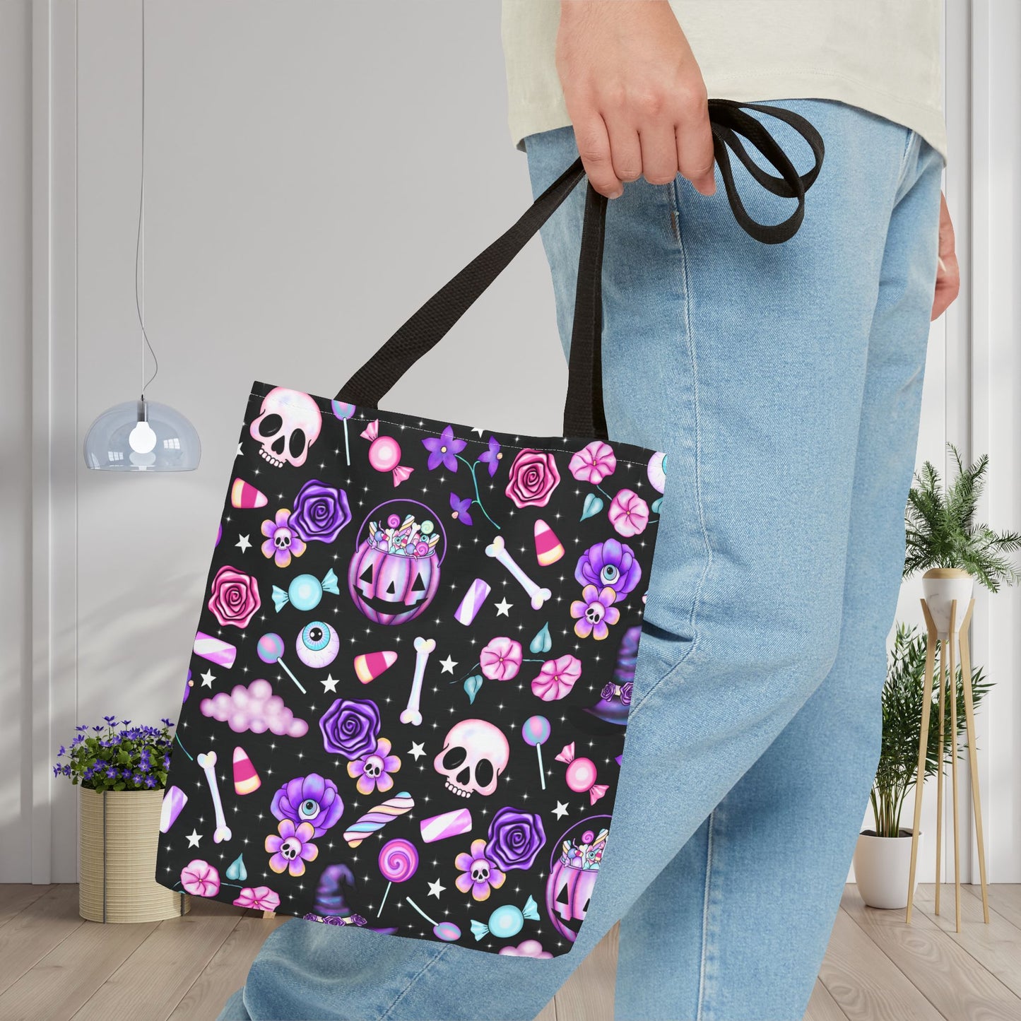 Candy Skulls & Bones Canvas Tote Bag