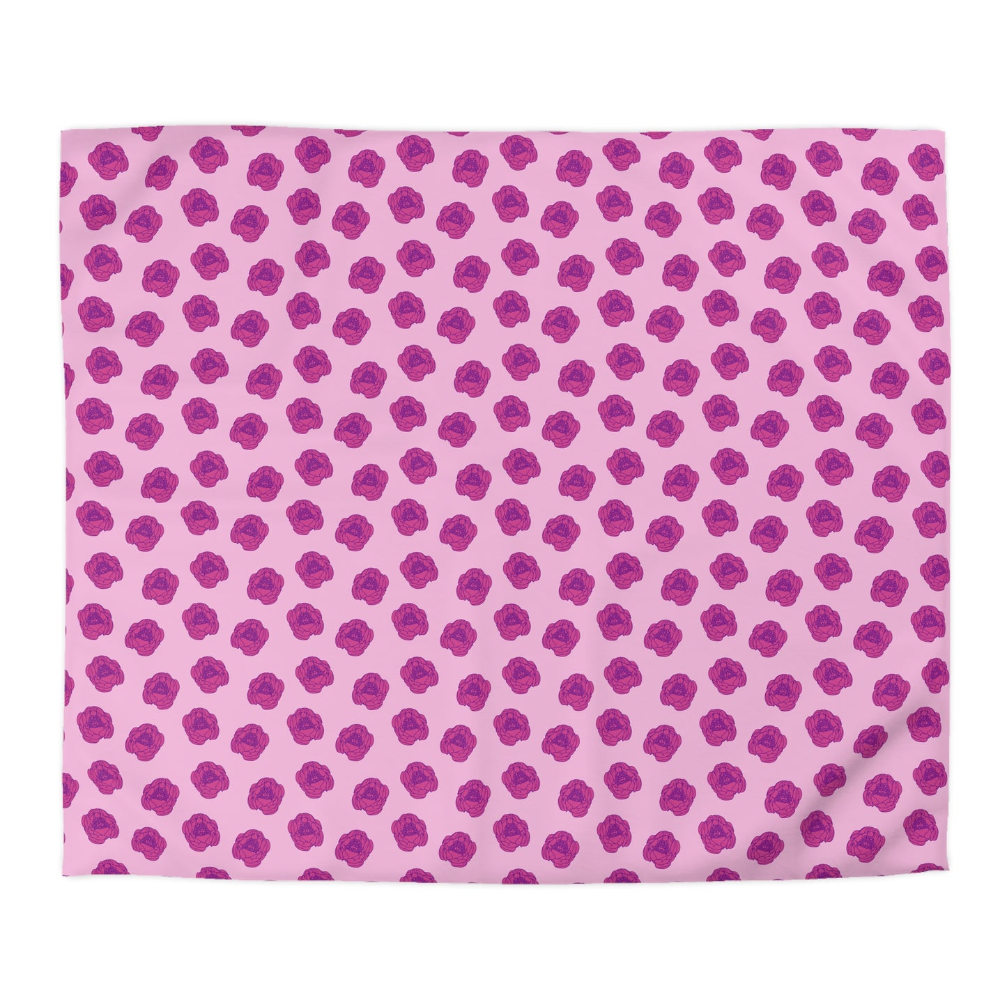 Rosy Dream Peonies Microfiber Duvet Cover