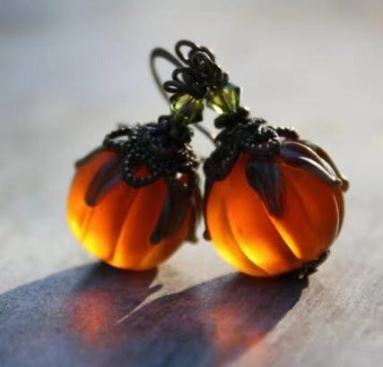 Vintage-style Pumpkin Pendant Drop Earrings