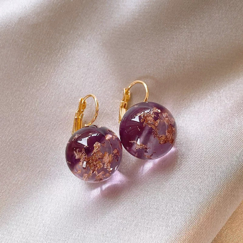 Purple & Gold Ball Earrings