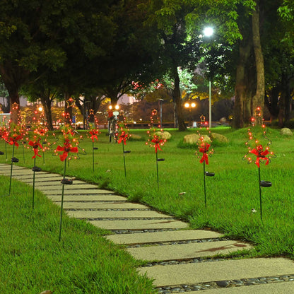 Solar-Powered Christmas Tree Garden Light – Festive Pine Cone & Red Berry Design