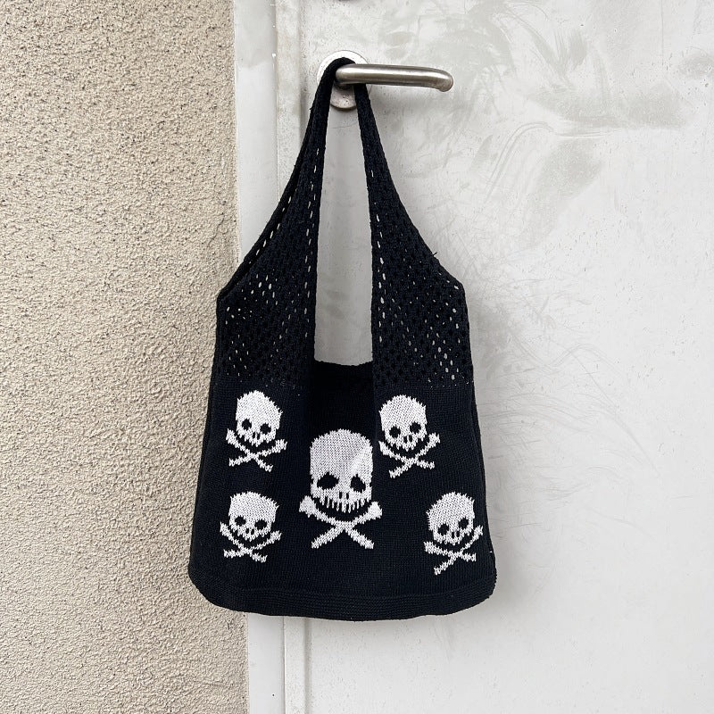 Knitted Skull Shoulder Bag