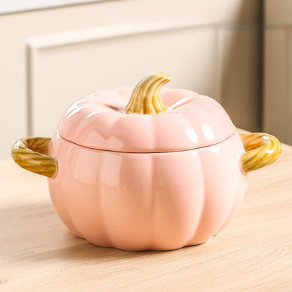 Pumpkin-shaped Ceramic Soup Bowl With Lid