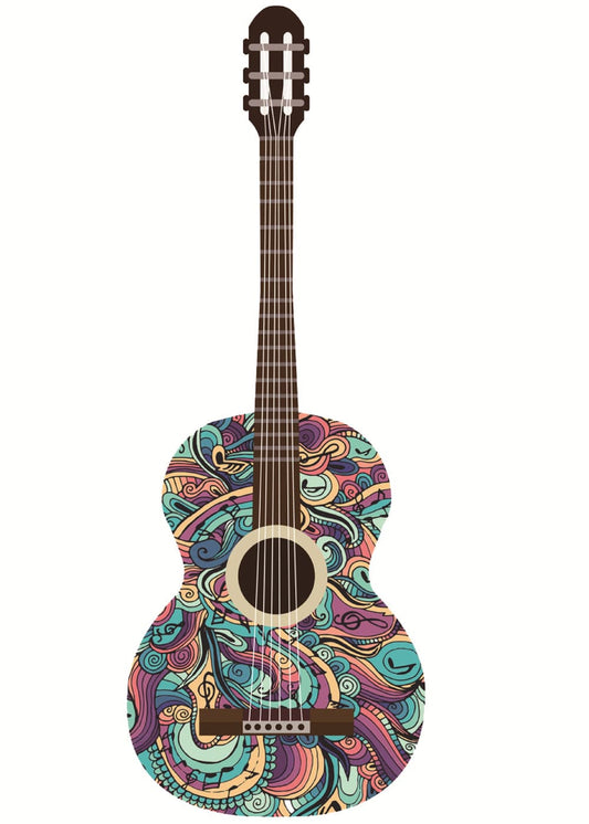 Melody Mosaic Guitar Wooden Puzzle – Colorful Music-Inspired Shaped Jigsaw Puzzle