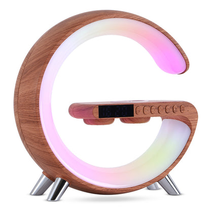 G Shaped LED Lamp Bluetooth Speaker Wireless Charger App Controlled