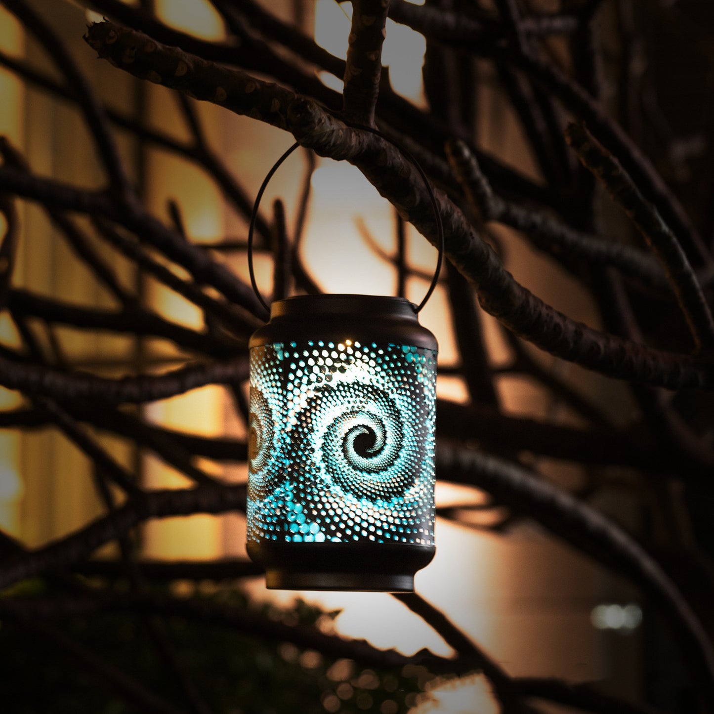 Metal Swirl Vintage Solar Lantern