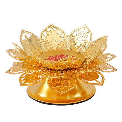 Gold Lotus Metal Candle Holder