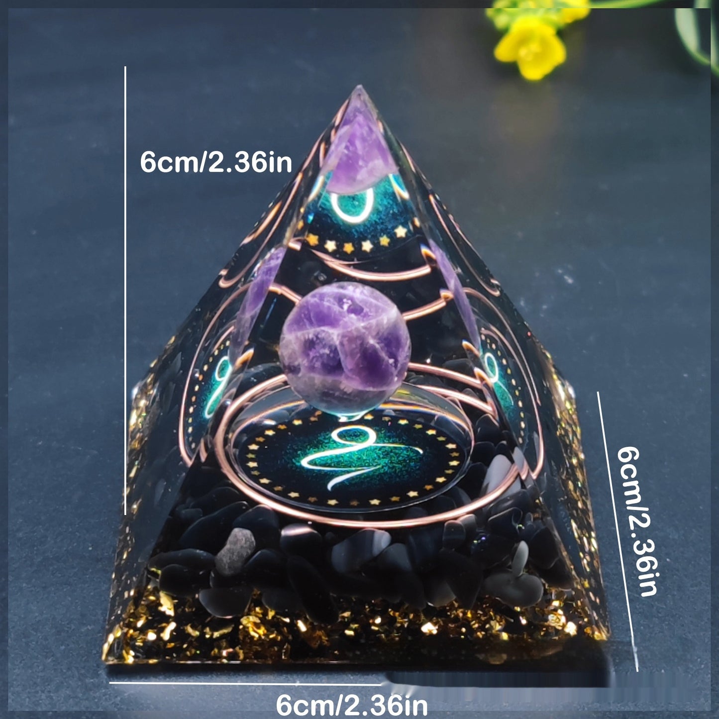 Zodiac Signs Amethyst Resin Pyramid