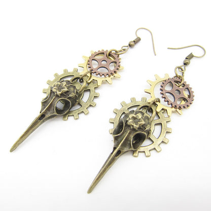 Retro Gear Plague Mask Steampunk Hook Earrings