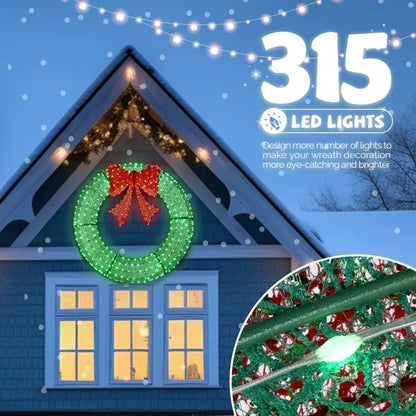 Festive Lighted Metal-Frame Wreath