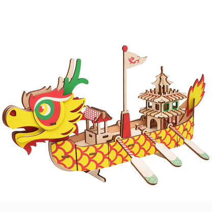 Construction Dragon Boat Festival Series Wooden 3D Puzzles