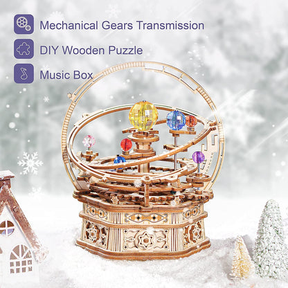 ROKR Rotating Starry Night Mechanical Music Box 3D Wooden Puzzle