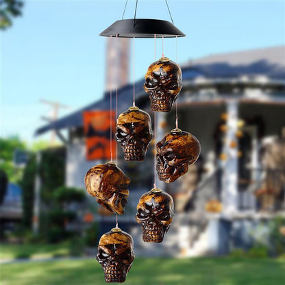 Halloween Skull Solar Powered LED Light Wind Chimes