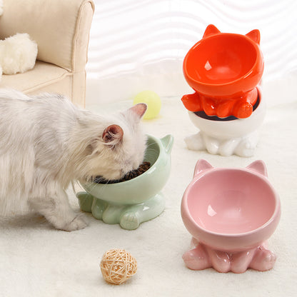 Raised Ceramic Cat Bowl