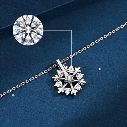 White Gold & Rose Gold Spinning Snowflake Necklace