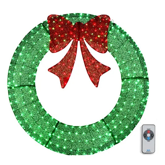 Festive Lighted Metal-Frame Wreath