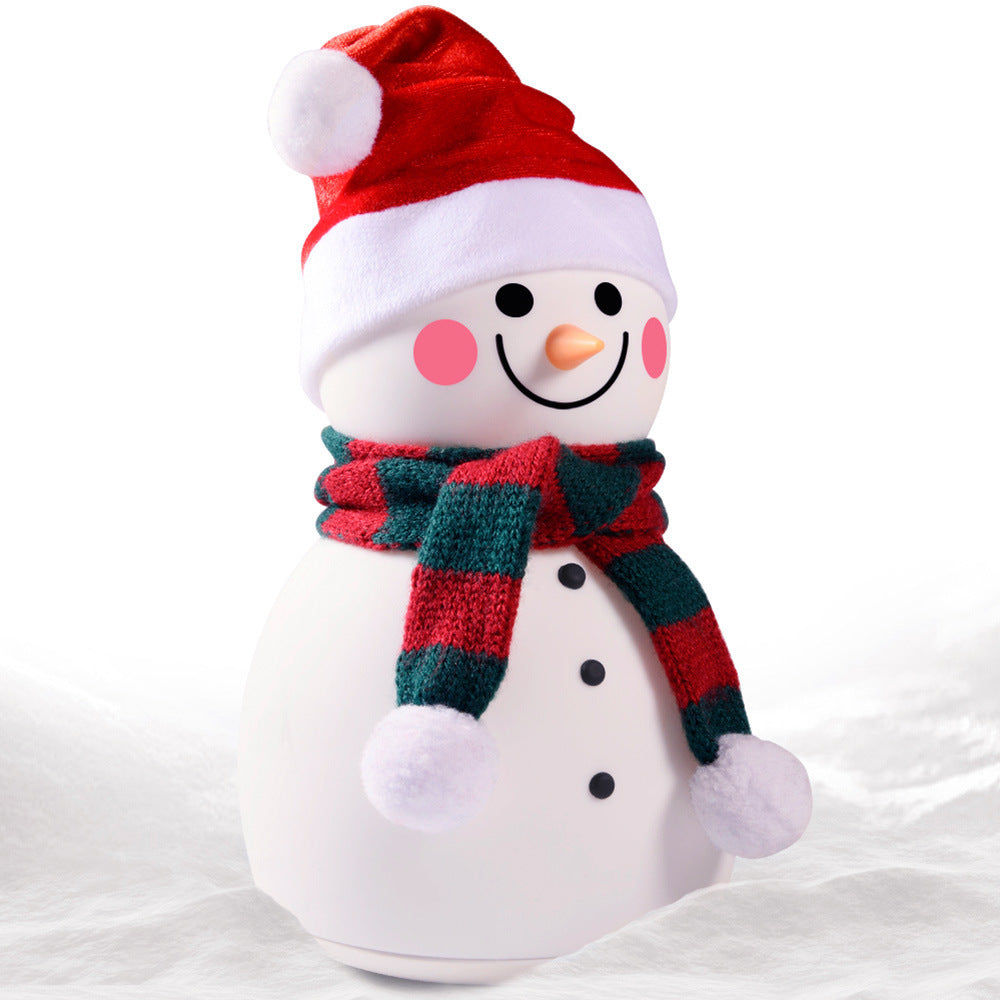 Soft Touch LED Snowman Night Light – Portable Color-Changing Lamp for Kids