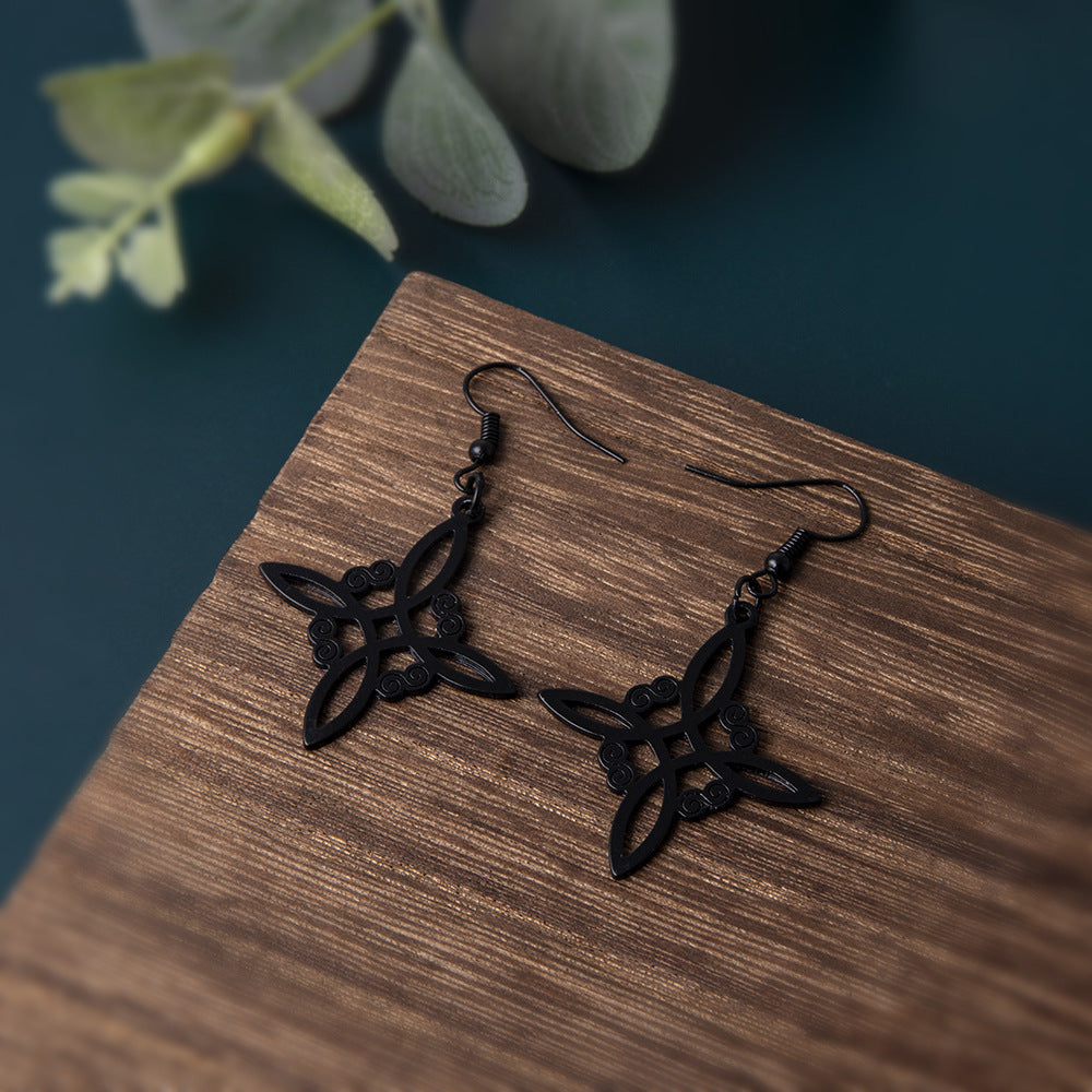 Celtic Four-Point Star Hook Earrings Gold/Silver/Black Electroplating