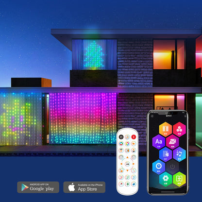 Smart LED Curtain String Lights Bluetooth APP Controlled