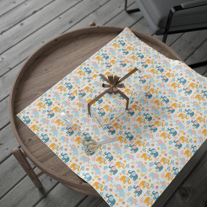 Elephants in Bloom Wrapping Paper