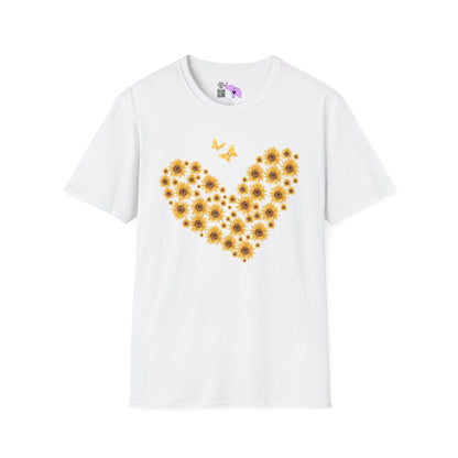 Sunflower Heart & Butterflies Adult T-shirt