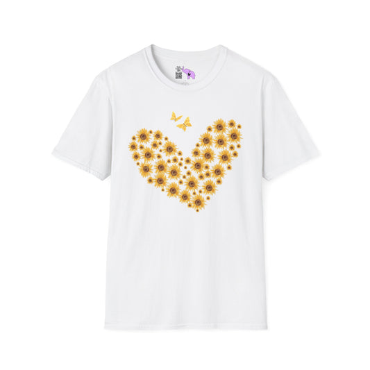 Sunflower Heart & Butterflies Adult T-shirt