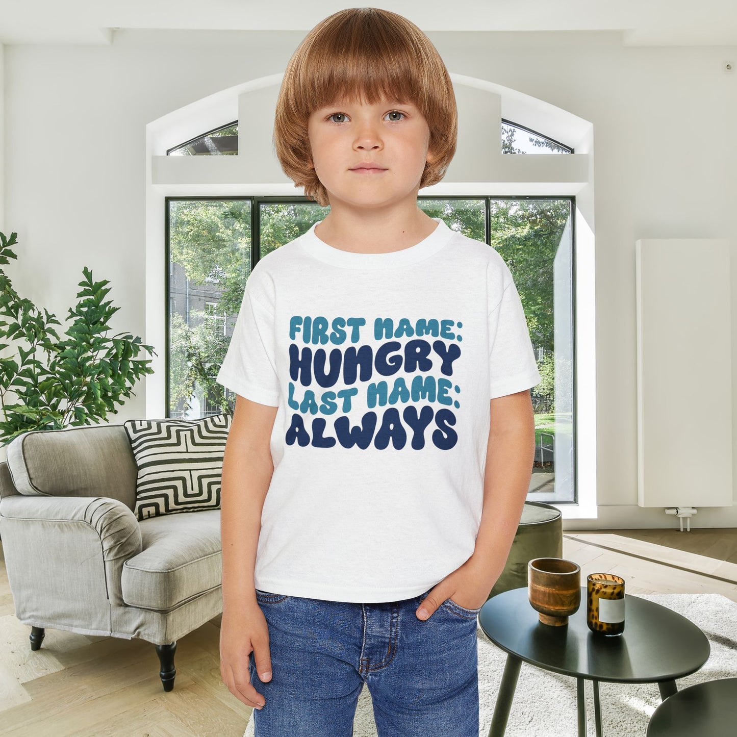 First Name: Hungry Last Name: Always Heavy Cotton™ Toddler T-shirt