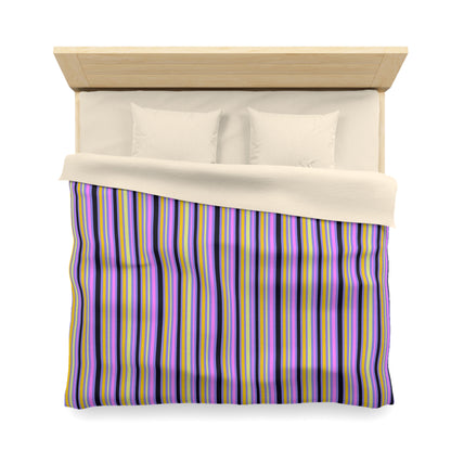 Midnight Pop Stripes Microfiber Duvet Cover