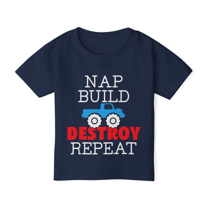 Nap Build Destroy Repeat Heavy Cotton™ Toddler T-shirt