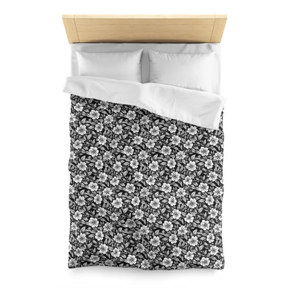 Monochrome Paradise Bloom Microfiber Duvet Cover