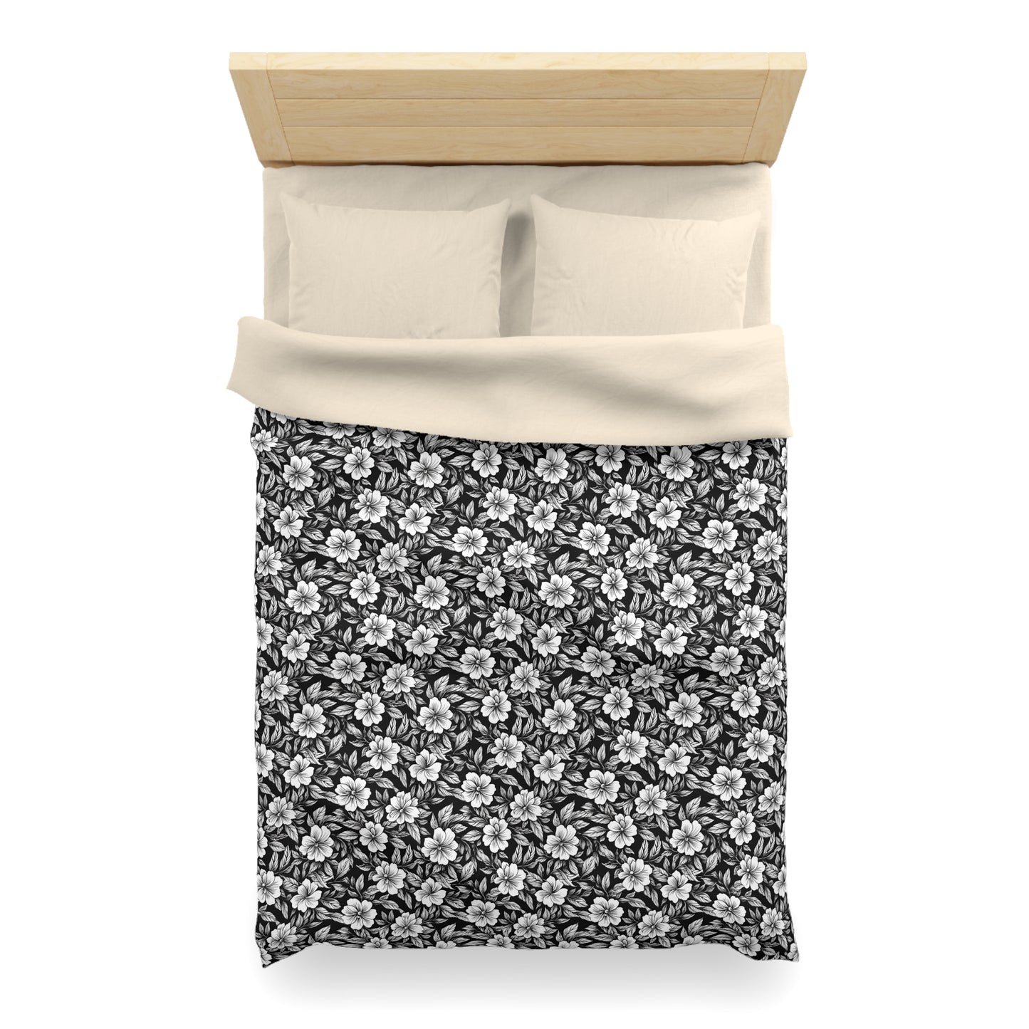 Monochrome Paradise Bloom Microfiber Duvet Cover