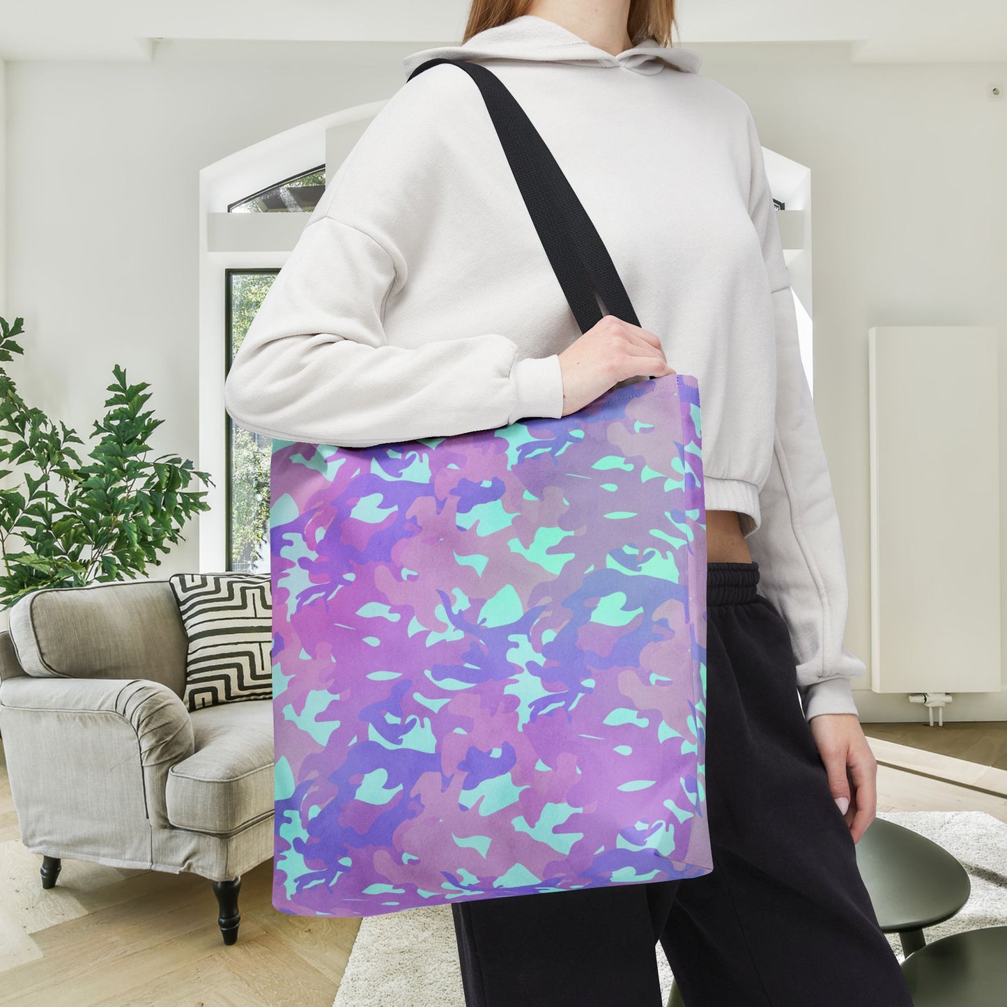 Lavender Mist Camo Canvas Tote Bag