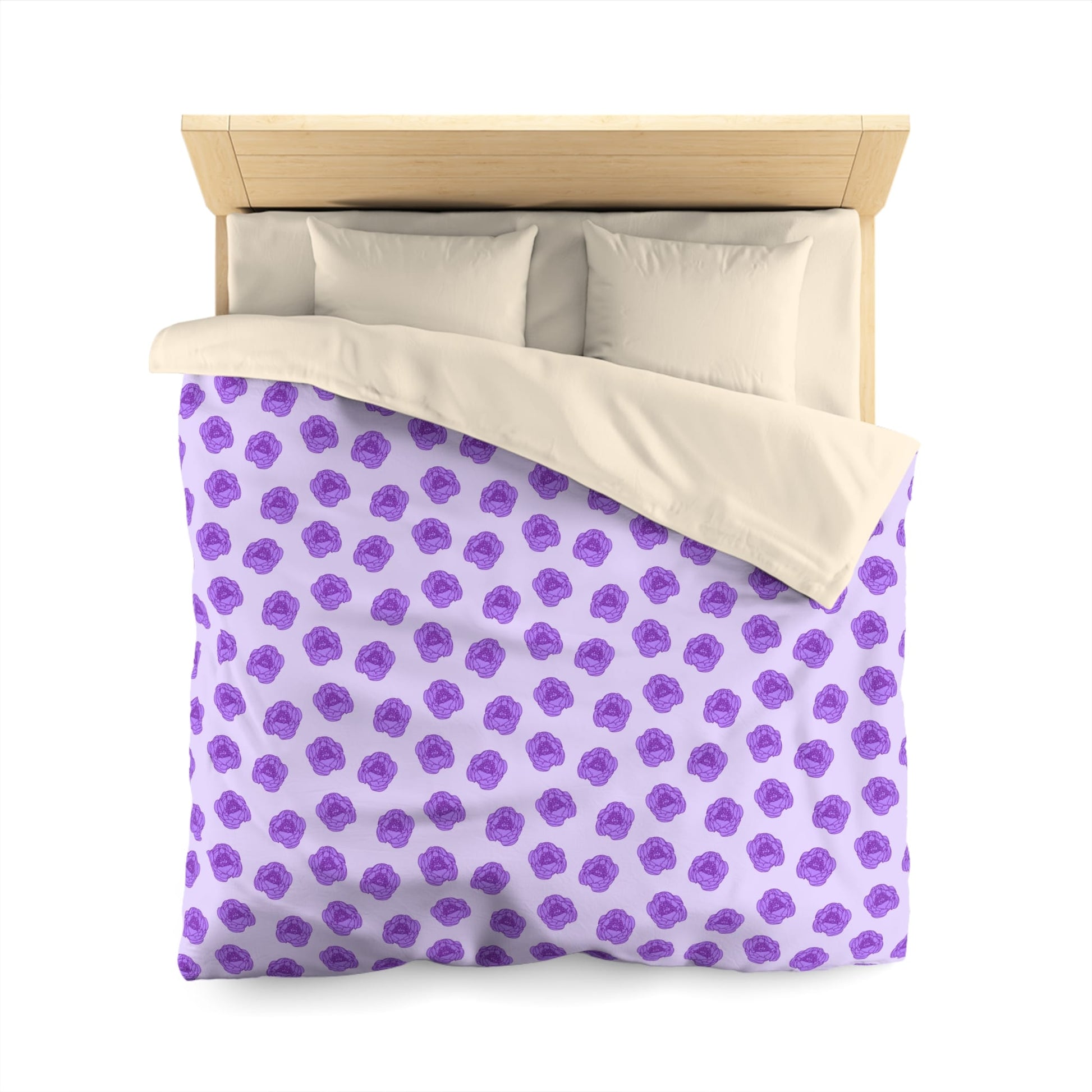 Lilac Mist Peonies Microfiber Duvet Cover