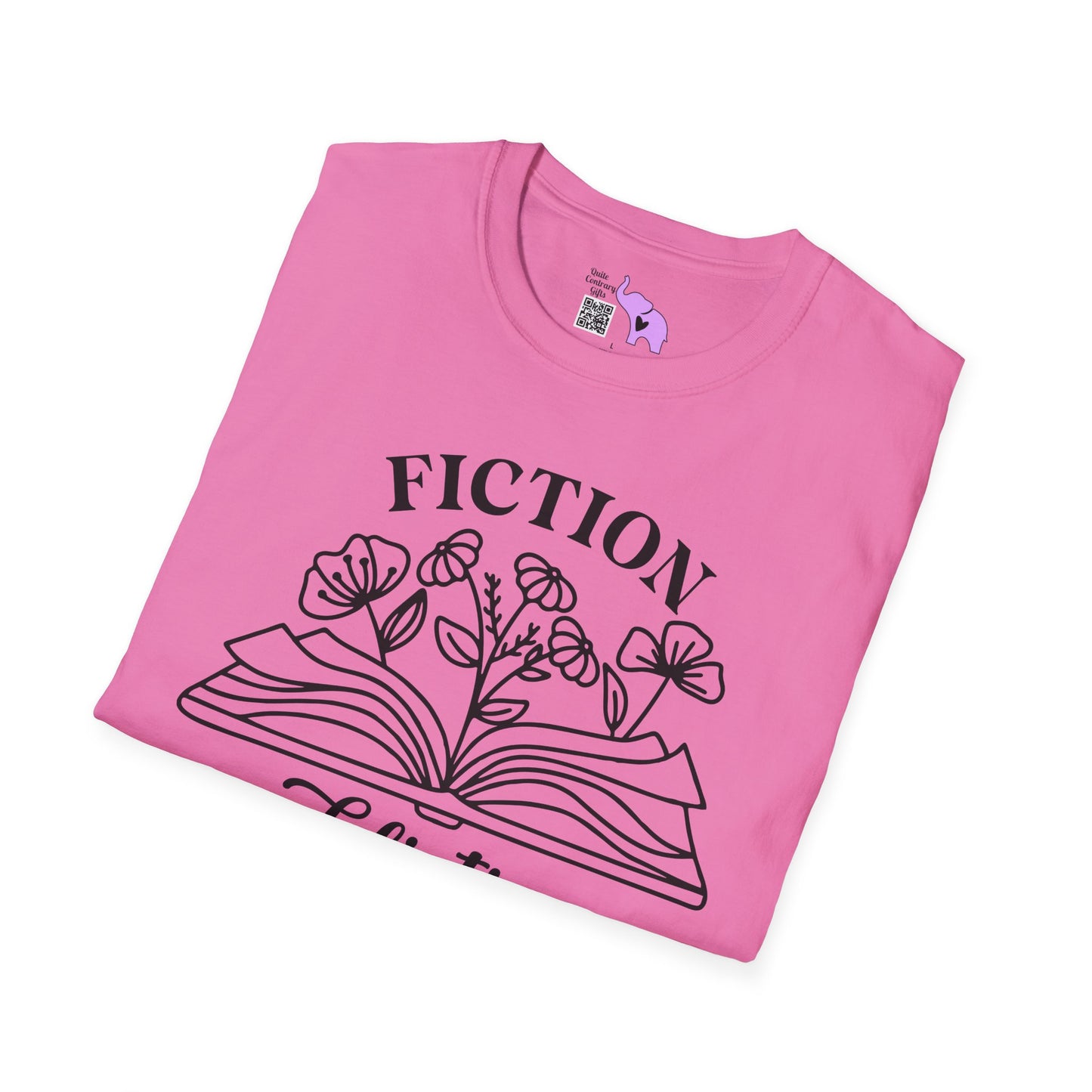 Fiction Addiction (Flowers, Open Book) Adult T-shirt