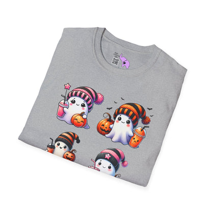 Cute Ghosts w/Pumpkins Adult T-shirt