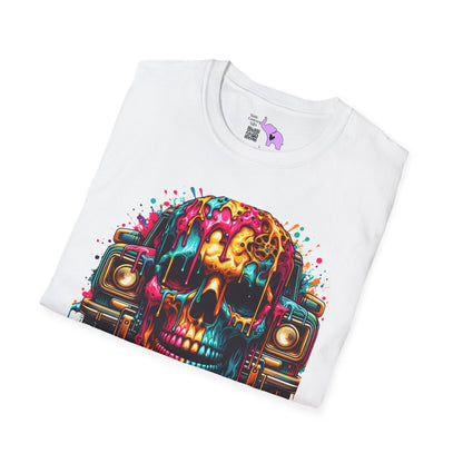 Colorful Skull & Car Adult T-shirt