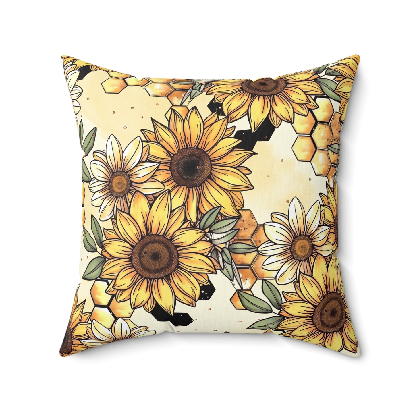 Honeycombs & Sunflowers Throw Pillow