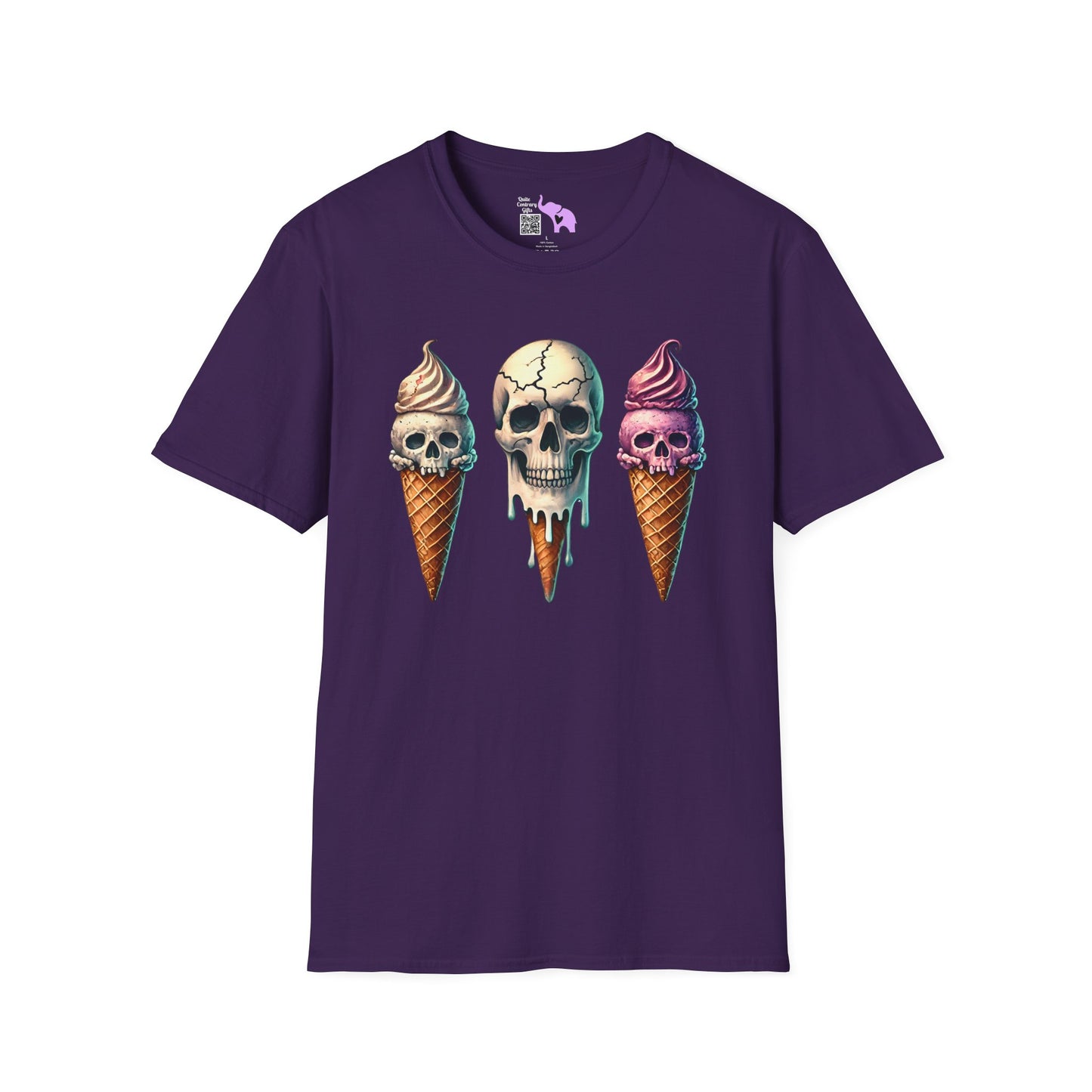 Ice Cream Cone Skull Adult T-shirt