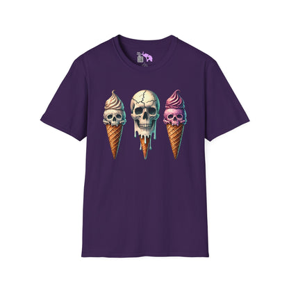 Ice Cream Cone Skull Adult T-shirt