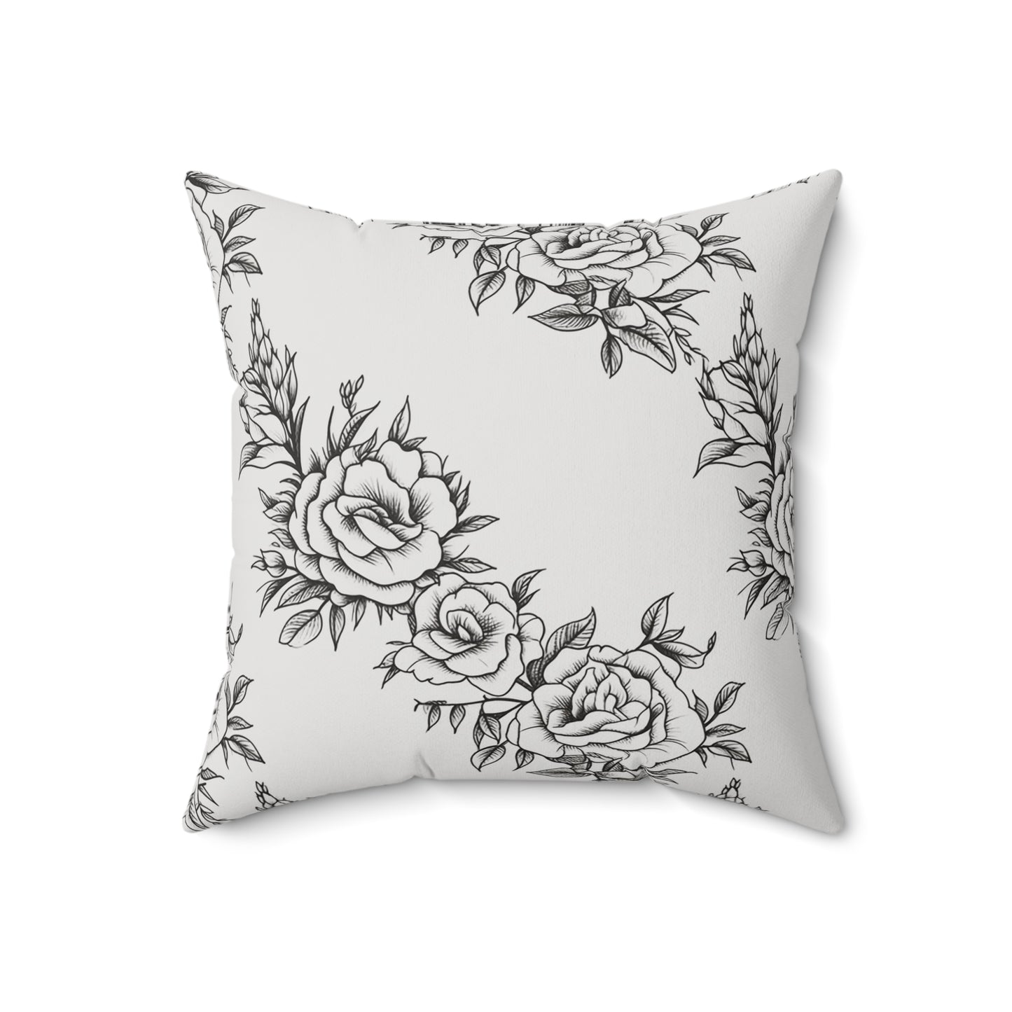 Midnight Rose Sketch Throw Pillow