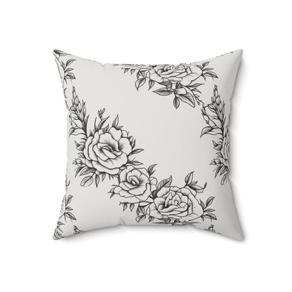 Midnight Rose Sketch Throw Pillow